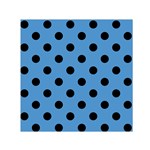 Polka Dots - Black on Steel Blue Small Satin Scarf  (Square)
