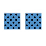 Polka Dots - Black on Steel Blue Cufflinks (Square)