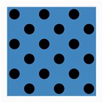 Polka Dots - Black on Steel Blue Medium Glasses Cloth (2 Sides)