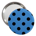 Polka Dots - Black on Steel Blue 3  Handbag Mirror