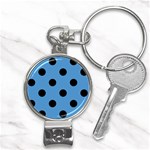 Polka Dots - Black on Steel Blue Nail Clippers Key Chain