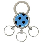 Polka Dots - Black on Steel Blue 3-Ring Key Chain