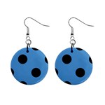 Polka Dots - Black on Steel Blue 1  Button Earrings