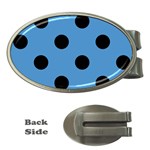 Polka Dots - Black on Steel Blue Money Clip (Oval)