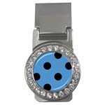 Polka Dots - Black on Steel Blue Money Clip (CZ)