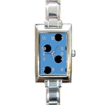 Polka Dots - Black on Steel Blue Rectangle Italian Charm Watch
