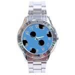 Polka Dots - Black on Steel Blue Stainless Steel Analogue Watch