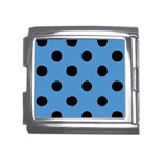Polka Dots - Black on Steel Blue Mega Link Italian Charm (18mm)