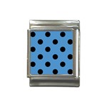 Polka Dots - Black on Steel Blue Italian Charm (13mm)
