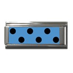 Polka Dots - Black on Steel Blue Superlink Italian Charm (9mm)