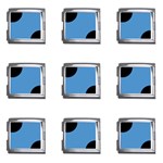 Polka Dots - Black on Steel Blue Mega Link Italian Charm (9 pack)