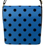 Polka Dots - Black on Steel Blue Flap Closure Messenger Bag (S)