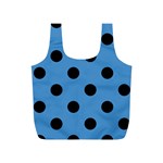 Polka Dots - Black on Steel Blue Full Print Recycle Bag (S)