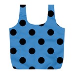Polka Dots - Black on Steel Blue Full Print Recycle Bag (L)