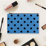 Polka Dots - Black on Steel Blue Cosmetic Bag (M)