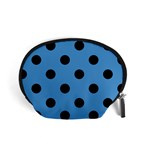 Polka Dots - Black on Steel Blue Accessory Pouch (Small)