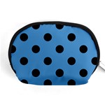 Polka Dots - Black on Steel Blue Accessory Pouch (Medium)