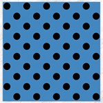 Polka Dots - Black on Steel Blue Canvas 12  x 12 