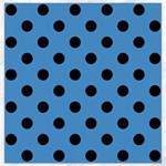 Polka Dots - Black on Steel Blue Canvas 16  x 16 