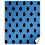 Polka Dots - Black on Steel Blue Canvas 16  x 20 