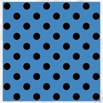 Polka Dots - Black on Steel Blue Canvas 20  x 20 