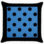 Polka Dots - Black on Steel Blue Throw Pillow Case (Black)