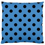 Polka Dots - Black on Steel Blue Large Cushion Case (One Side)