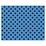 Polka Dots - Black on Steel Blue Double Sided Flano Blanket (Medium)