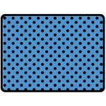 Polka Dots - Black on Steel Blue Fleece Blanket (Large) (One Side)