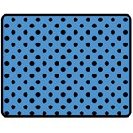 Polka Dots - Black on Steel Blue Fleece Blanket (Medium) (One Side)