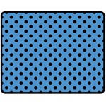 Polka Dots - Black on Steel Blue Double Sided Fleece Blanket (Medium) (Two Sides)