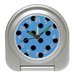 Polka Dots - Black on Steel Blue Desk Alarm Clock
