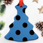 Polka Dots - Black on Steel Blue Christmas Tree Ornament (Two Sides)