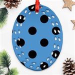 Polka Dots - Black on Steel Blue Oval Filigree Ornament (Two Sides)