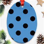 Polka Dots - Black on Steel Blue Ornament (Oval)