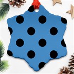 Polka Dots - Black on Steel Blue Ornament (Snowflake)