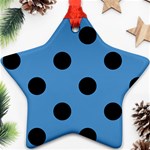 Polka Dots - Black on Steel Blue Star Ornament (Two Sides)