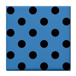 Polka Dots - Black on Steel Blue Tile Coaster