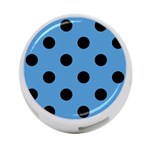 Polka Dots - Black on Steel Blue 4-Port USB Hub (One Side)