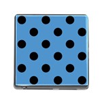 Polka Dots - Black on Steel Blue Memory Card Reader (Square)