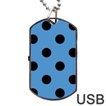 Polka Dots - Black on Steel Blue Dog Tag USB Flash (Two Sides)