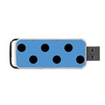 Polka Dots - Black on Steel Blue Portable USB Flash (One Side)