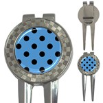 Polka Dots - Black on Steel Blue 3-in-1 Golf Divot