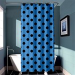 Polka Dots - Black on Steel Blue Shower Curtain 36  x 72  (Stall)