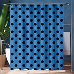 Polka Dots - Black on Steel Blue Shower Curtain 60  x 72  (Medium)