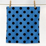 Polka Dots - Black on Steel Blue Face Towel