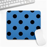 Polka Dots - Black on Steel Blue Large Mousepad