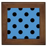 Polka Dots - Black on Steel Blue Framed Tile