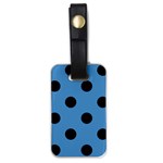Polka Dots - Black on Steel Blue Luggage Tag (One Side)