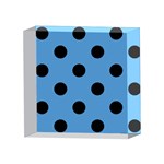 Polka Dots - Black on Steel Blue 4 x 4  Acrylic Photo Block